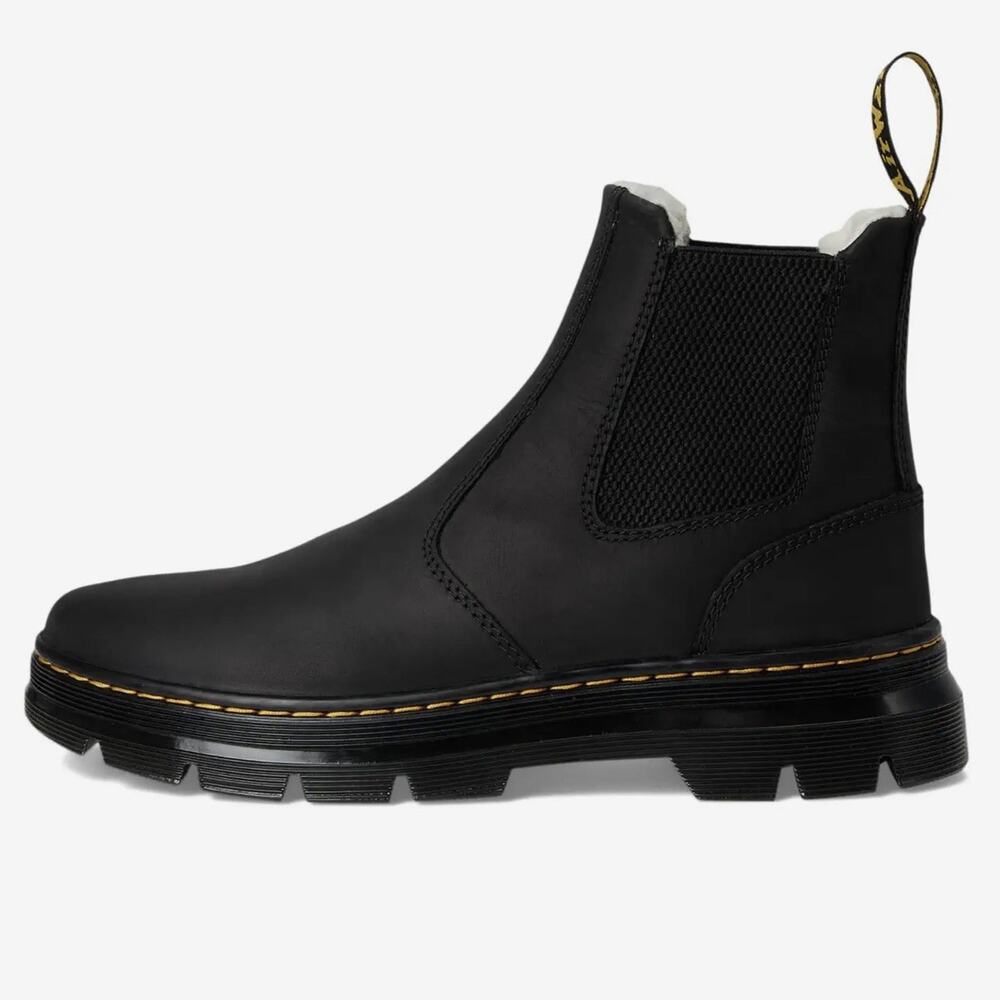 [WOMENS 9] Dr Martens Embury Black Leather FUR LINED Warm Chelsea ANKLE Boots